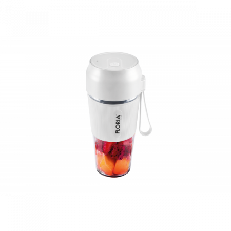 Blender - Blender portabil pentru suc reincarcabil, Capacitate 300 ml, Putere 50W, Lame din otel inoxidabil, Alb