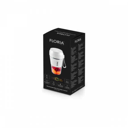 Blender portabil pentru suc reincarcabil, Capacitate 300 ml, Putere 50W, Lame din otel inoxidabil, Alb [1]