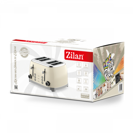 Prajitor de paine Retro, 4 felii de paine, 1500W, 6 trepte, dezghetare, reincalzire, picioruse antiderapante [1]
