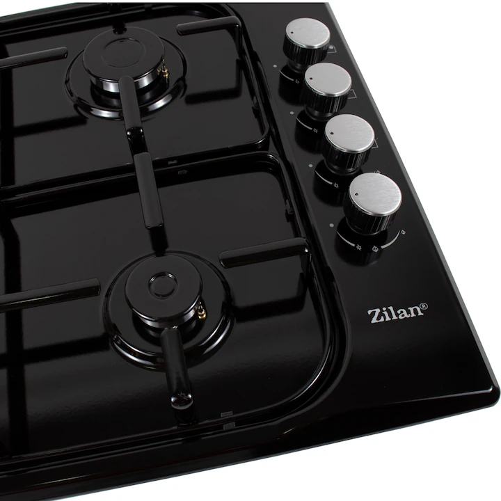Plita incorporabil,Negru Gaz gpl sau natural, Aprindere electrica, 4 arzatoare, 60x50 cm, Email [3]
