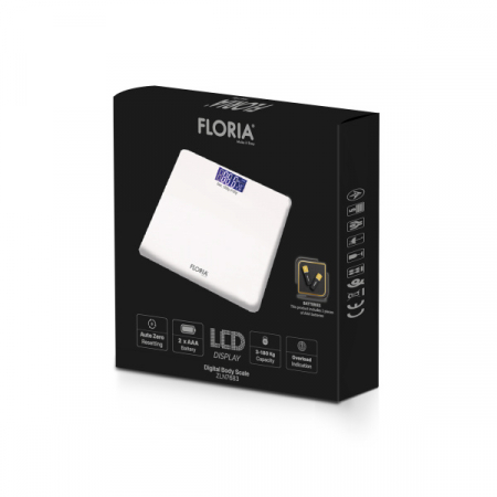 Cantar corporal Floria ZLN7683 din sticla securizata, capacitate 3-180Kg, Display LCD [1]