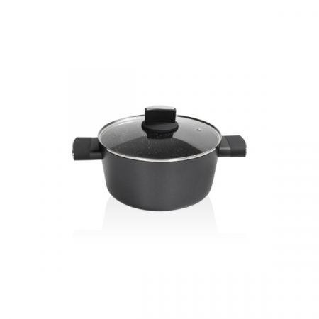 Cratita Negru cu invelis din marmura, 5 straturi, 24 cm si manere fine la atingere, 4.6 L [5]