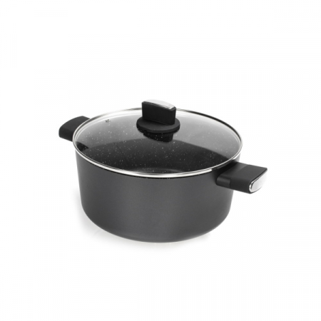 Cratita Negru cu invelis din marmura, 5 straturi, 24 cm si manere fine la atingere, 4.6 L [4]