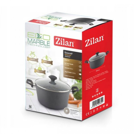 Oala cu capac sticla , Diametru 24 cm, Inaltime 12 cm, Material aluminiu, Interior granit, Compatibil inductie [7]