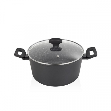 Oala cu capac sticla , Diametru 24 cm, Inaltime 12 cm, Material aluminiu, Interior granit, Compatibil inductie [2]