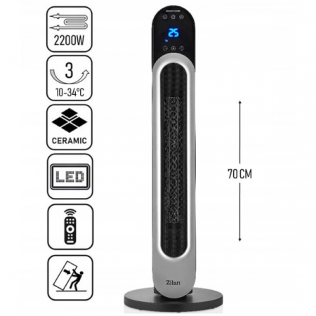Aeroterma turn  Negru, 2200W, protectie la supraincalzire, 3 trepte de viteza [1]