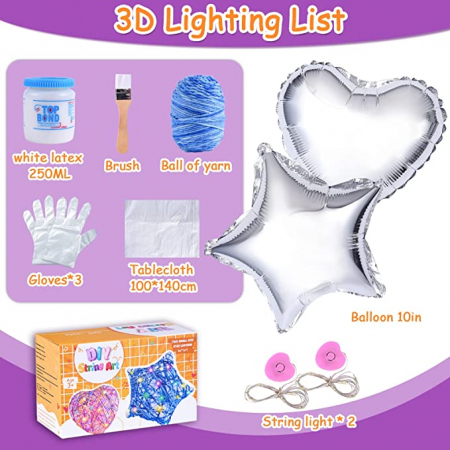 Decorațiuni - Kit de artă cu șnur pentru copii, lumină de noapte