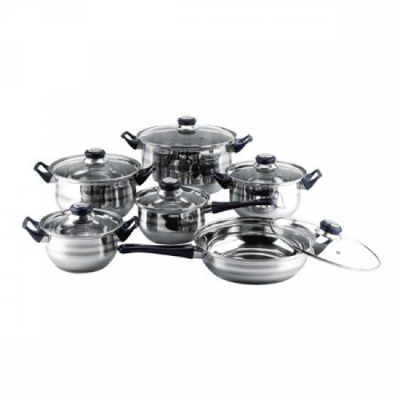 Bucătărie - Set oale inox 12 piese,Potrivit pentru toate sursele de caldura, inclusiv inductie, Floria
