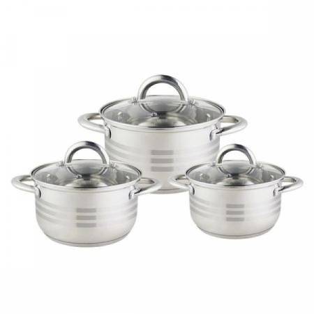 Bucătărie - Set oale ,6 piese, pentru toate sursele de caldura, Inox