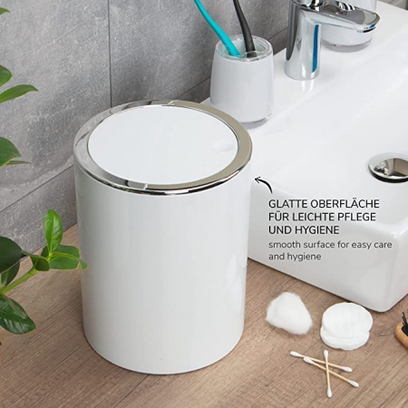 Coș de cosmetice pentru baie cu capac batant, plastic, 5,5 litri [5]