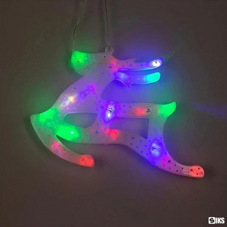 Decoratiune Craciun,Ornament Pentru Geam, Ren, Cu Luminite Multicolore [1]