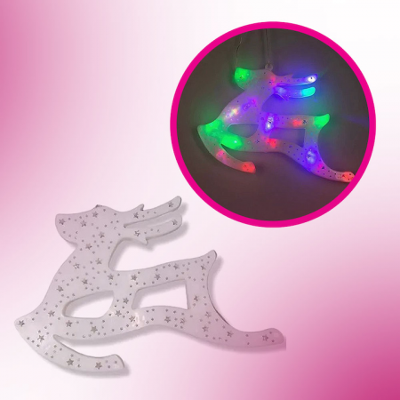 Accesorii decorative - Decoratiune Craciun,Ornament Pentru Geam, Ren, Cu Luminite Multicolore