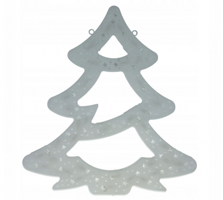 Accesorii decorative - Decoratiune geam ornament in forma de brad, iluminat led, alb