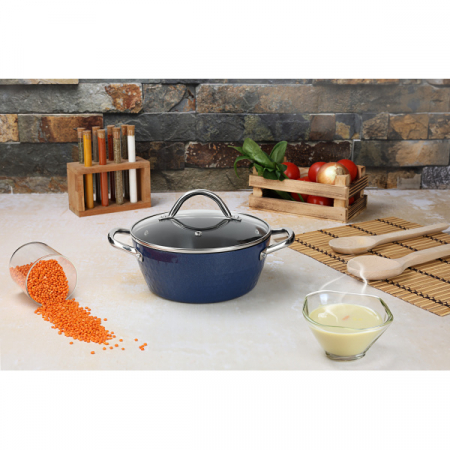 Oala cu capac diamond, cu baza de inductie, ceramica si inox, usor de spalat, 20 cm,2.1L [6]