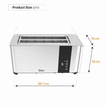 Prajitor de paine, ecran digital si tactil, putere 1400W, inox [5]
