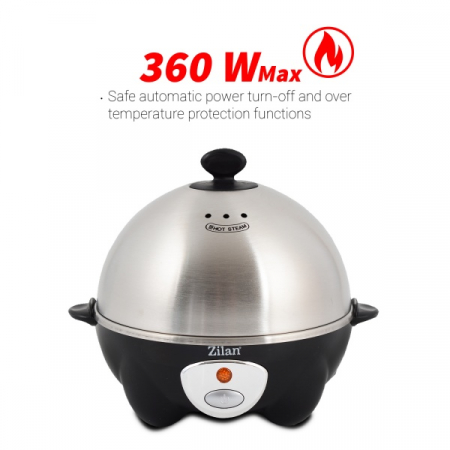 Fierbator de oua - Fierbator de oua, Negru 360W, Capacitate 7 oua