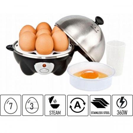 Fierbator de oua, Negru 360W, Capacitate 7 oua [3]
