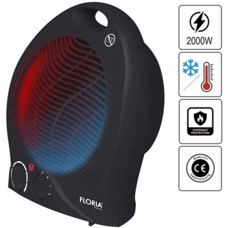 Aeroterma,Negru Putere 2000W, 2 nivele de incalzire+rece, Protectie supraincalzire, Termostat reglabil [2]
