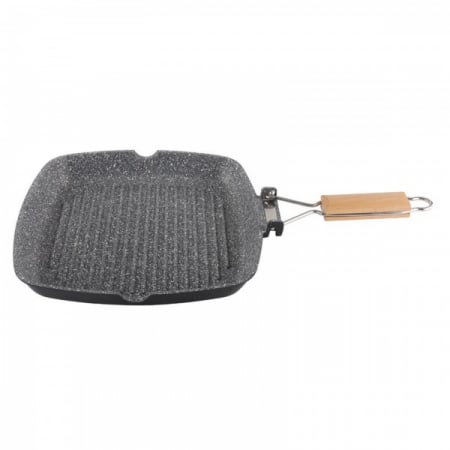 Tigai - Tigaie grill,28 cm, Material aluminiu, Interior granit, Maner pliabil, Compatibil inductie