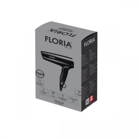 Uscator de par,1600W, 2 trepte de viteza, 3 trepte de temperatura, protectie la supraincalzire, Negru [1]