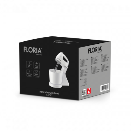 Mixer cu bol,7 viteze, Bol plastic 2 Litri, Putere 150W, ALB [1]