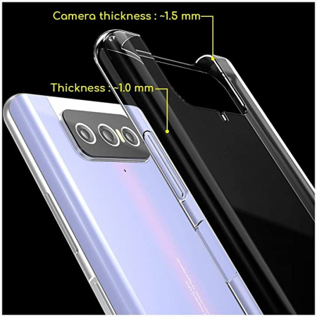 Husa compatibil cu husa Asus Zenfone 7 Pro Husa transparenta ultra subtire, gel siliconic premium moale flexibil, transparent [Telefon: 165,1 x 77,3 x 9,6 mm, 6,7 inchi] [2]