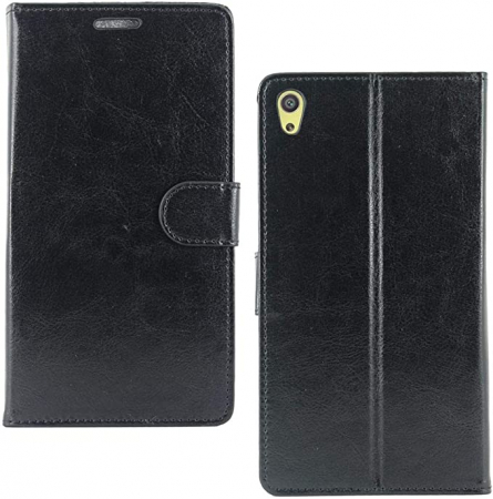 Huse - Husa compatibil cu Sony Xperia XA Ultra Husă XA Ultra/Husă portofel dublă Husă din piele PU cu suport pentru slot pentru card, neagră [Telefon: 164 x 79 x 8,4 mm, 6,0 inchi]