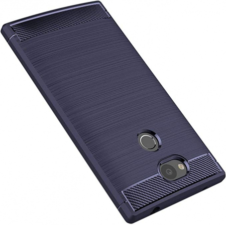 Husa Sony Xperia L2 L2 Dual (2018) Husă cu design din fibră de carbon, carcasă TPU flexibilă premium din silicon, absorbție șoc, albastru închis [Telefon: 150 x 78 x 9,8 mm, 5,5 inchi] [3]