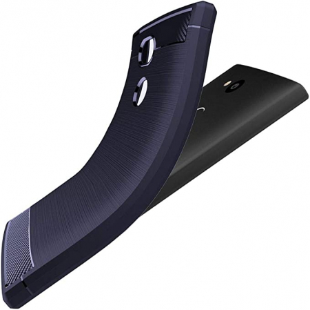 Husa Sony Xperia L2 L2 Dual (2018) Husă cu design din fibră de carbon, carcasă TPU flexibilă premium din silicon, absorbție șoc, albastru închis [Telefon: 150 x 78 x 9,8 mm, 5,5 inchi] [1]