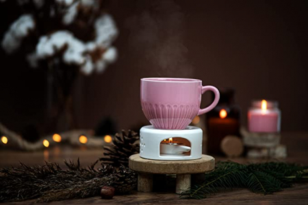 Încălzitor de ceainic din ceramică cu suport pentru luminiță, set de 4 luminițe/lumânări [1]