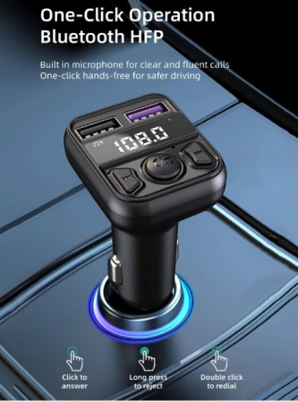 Încărcător Auto Bluetooth cu MP3 Player, Apeluri Hands-Free, Muzică și Dual USB [2]