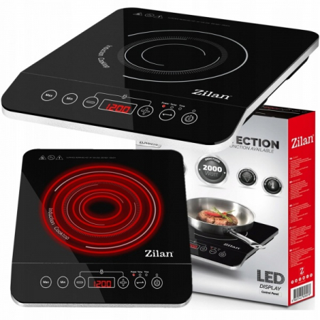 Plita cu inductie Neagra, putere 2000W, geam din cristal negru [5]