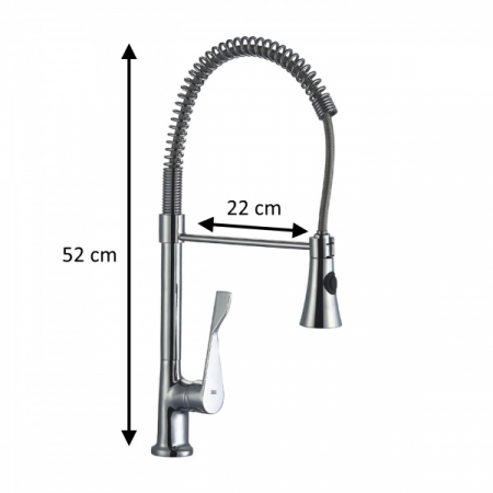 Baterie de bucatarie cu gat flexibil de 45 cm, corp din alama, suprafata cromata, doua moduri de stropire [1]