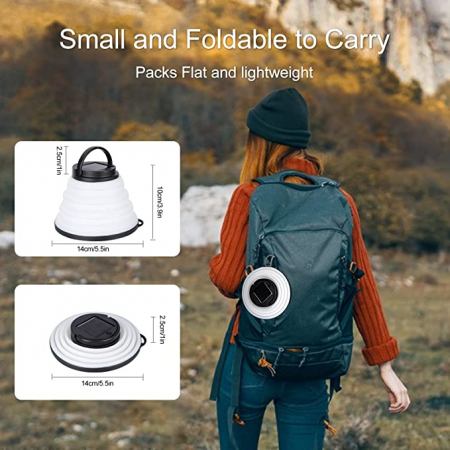 Lampă de camping cu LED, reîncărcabilă solară, pliabilă cu 7 culori RGB, cu 4 moduri de lumină [4]