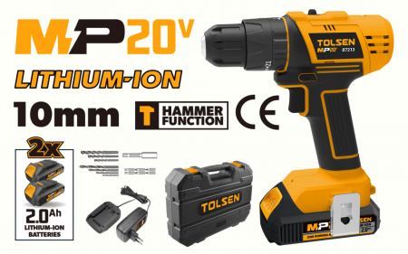 Bormasini cu acumulator - Masina de gaurit cu percutie fara fir, cu 2 baterii Li-ion 2
