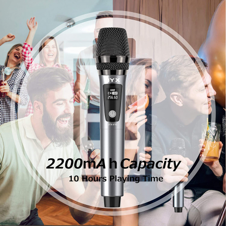 Produse - Microfon wireless JYX, microfon dinamic pentru karaoke cu receptor și inel anti-alunecare, distanță de transmisie de 80 de metri, sistem de microfon reîncărcabil pentru noapte de karaoke, întâlnire