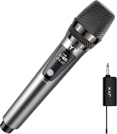Microfon wireless JYX, microfon dinamic pentru karaoke cu receptor și inel anti-alunecare, distanță de transmisie de 80 de metri, sistem de microfon reîncărcabil pentru noapte de karaoke, întâlnire [1]