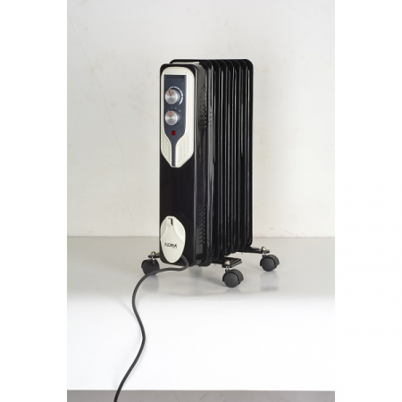 Calorifer electric,Negru 1500 W, 7 elementi, 3 trepte de putere, Termostat reglabil, Protectie supra-incalzire, Indicator luminos [4]