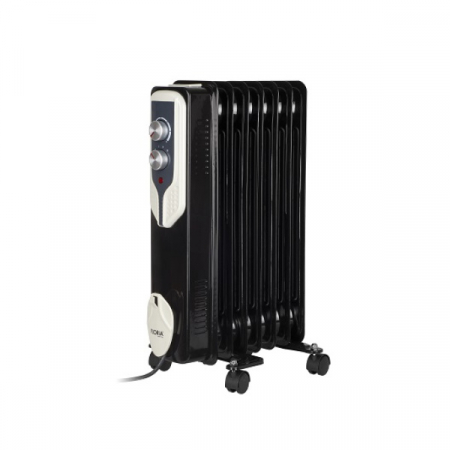 Dispozitive pentru controlul temperaturii - Calorifer electric,Negru 1500 W, 7 elementi, 3 trepte de putere, Termostat reglabil, Protectie supra-incalzire, Indicator luminos