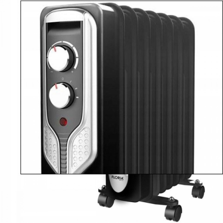 Calorifer electric,Negru 2000 W, 9 elementi, 3 trepte de putere, Termostat reglabil, Protectie supra-incalzire, Indicator luminos [2]