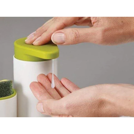 Organizator pentru chiuveta 2 in 1,cu functie de dozator de sapun ,18 x 6 x 16cm, Alb/Verde [3]