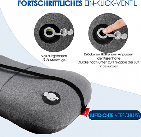 Pernă gonflabilă de călătorie de camping cu husă de pernă detașabilă, pernă ergonomică [2]