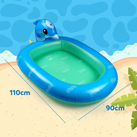 Piscină cu delfini pentru copii,110 x 90 cm, plus 2 bile gonflabile PVC, plus 2 aripioare inot cu personajul din desene animate DORY [8]