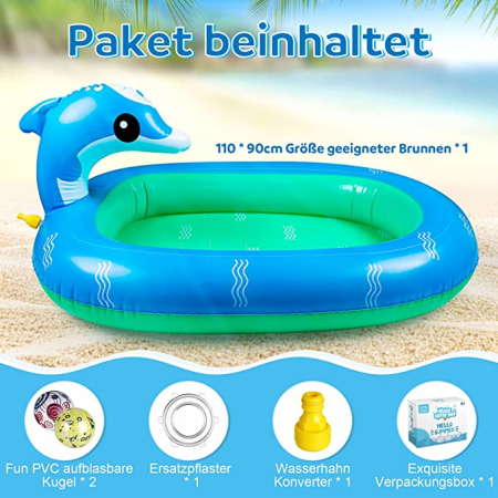 Piscină cu delfini pentru copii,110 x 90 cm, plus 2 bile gonflabile PVC, plus 2 aripioare inot cu personajul din desene animate DORY [10]