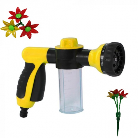 Casa, Gradina & Bricolaj - Pistol cu recipient de pulverizare cu spumă pentru grădinărit,plus Aspersor tip floare cu 3 brate cadou