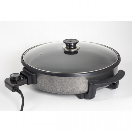 Casă & grădină - Tigaie electrica rotunda,pizza grill, diametru 38 cm, 1500 W, capac sticla,material non stick