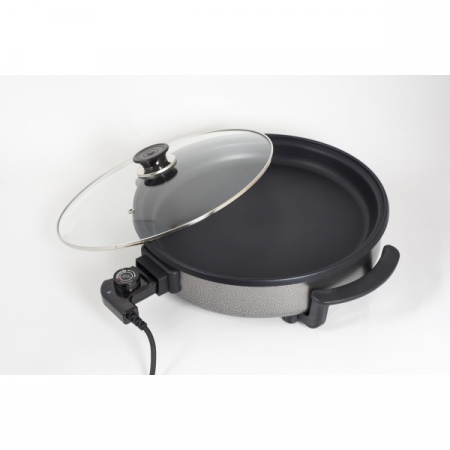 Tigaie electrica rotunda,pizza grill, diametru 38 cm, 1500 W, capac sticla,material non stick [4]
