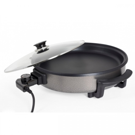 Tigaie electrica rotunda,pizza grill, diametru 38 cm, 1500 W, capac sticla,material non stick [1]