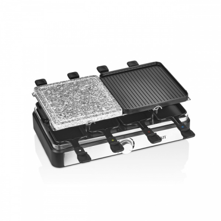 Gratar electric - Gratar electric cu raclette, placa de piatra si placa de aluminiu, putere 1400 W
