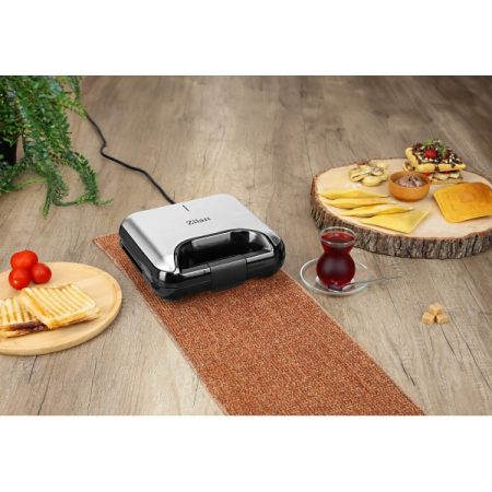 Sandwich-maker ZILAN 5 in 1,Inox 800 W, 5 tipuri de placi grill, triunghi, sandwich, waffle, nuci, [6]